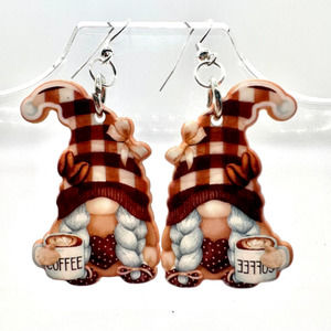 Coffee Gnome Earrings - Coffee Earrings - Barista Earrings - Cafe Earrings